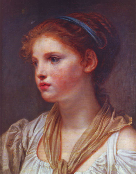 Portrait de jeune fille au ruban bleu